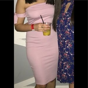 Dusty rose bodycon midi dress